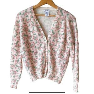 Bartolini Italian Mohair/Alpaca Blend V Neck Floral Cardigan Size M